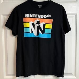 Nintendo 64 Logo Graphic Black Short Sleeve T Shirt Men's Size L